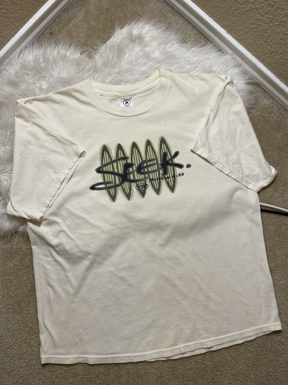 RARE! Vintage SEEK Matthew 6:33 Jesus Surf Tee Single Stitch Delta USA Shirt XL